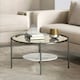 image 2 of 2 Tier Round Faux Marble Glass Coffee Table Heavy Duty Black