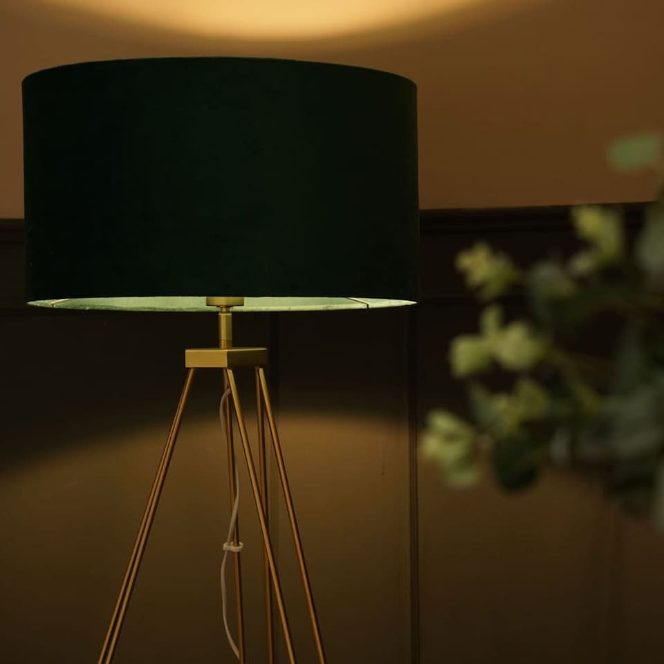 image 1 of ValueLights Aero Polished Gold Floor Lamp Green Shade | Green