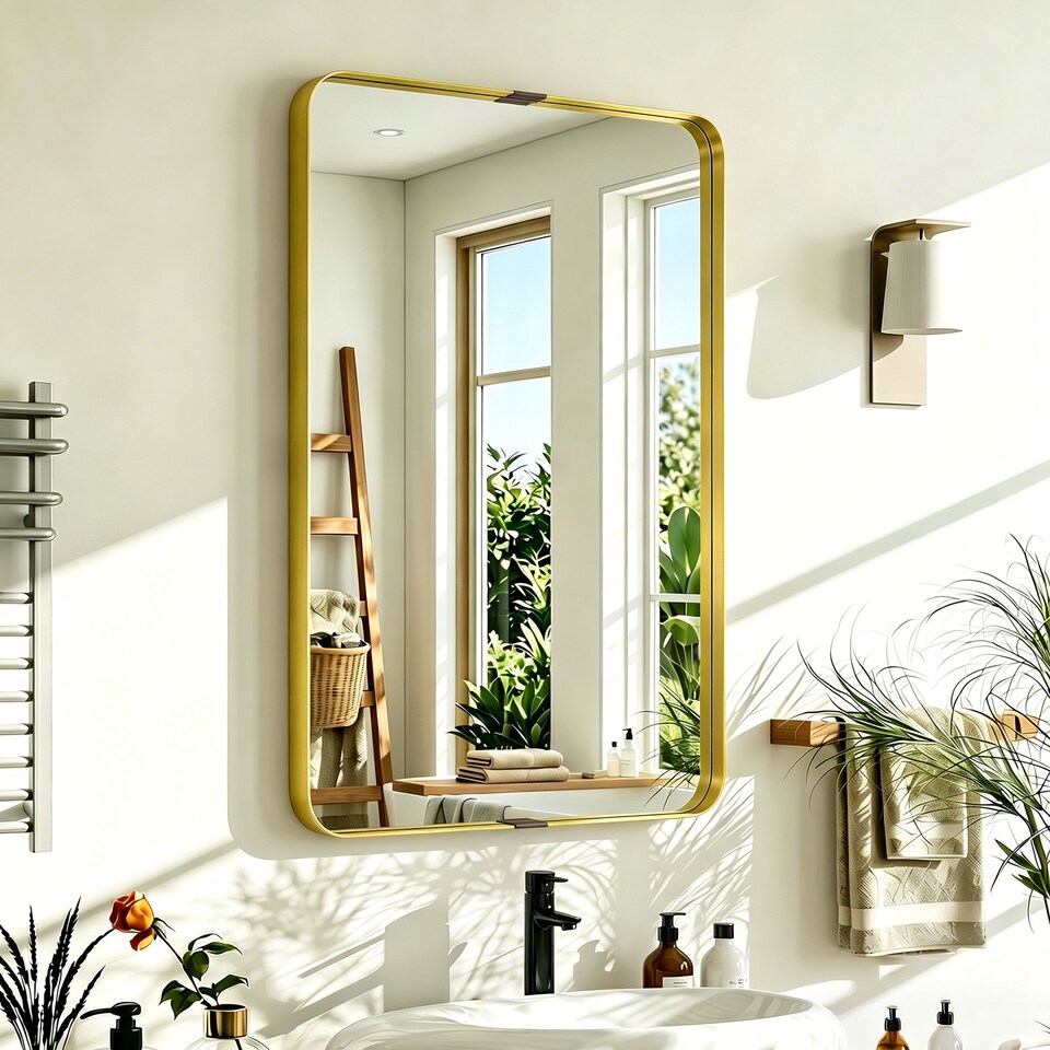 image 1 of HOMCOM Rectangular Wall Mirror, 90 x 60 cm Wall Mounted Bathroom Mirror