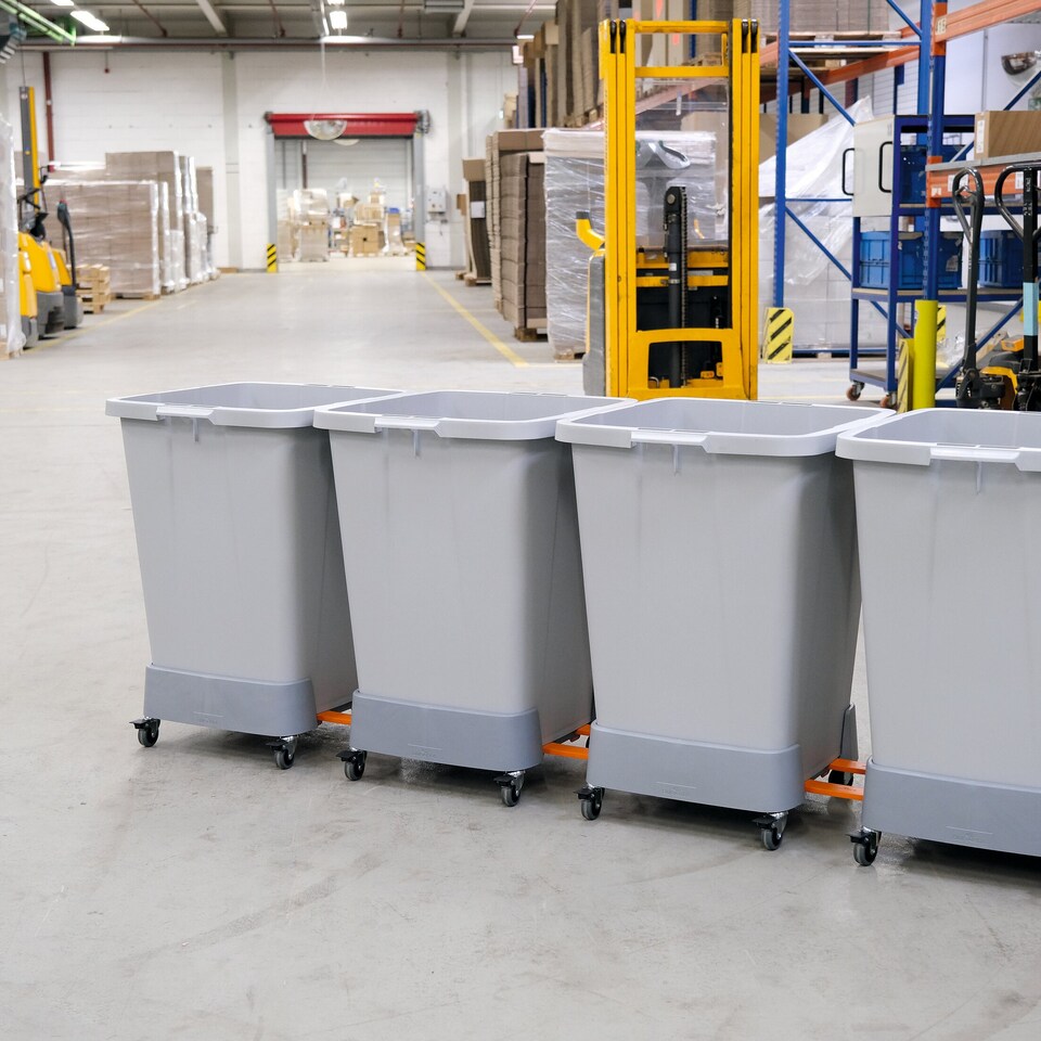 image 1 of Durable 90L Linkable Bin Trolley | Robust Modular Waste Trolley for DURABIN Bins | Grey