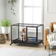 image 2 of PawHut 43" Heavy Duty Dog Crate on Wheels w/ Bowl Holder, Removable Tray