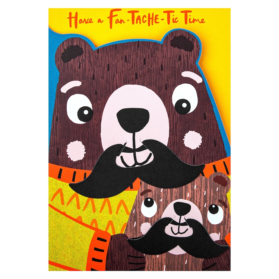 image 1 of Hallmark Father's Day Card - Cute Bear with Removeable Moustaches