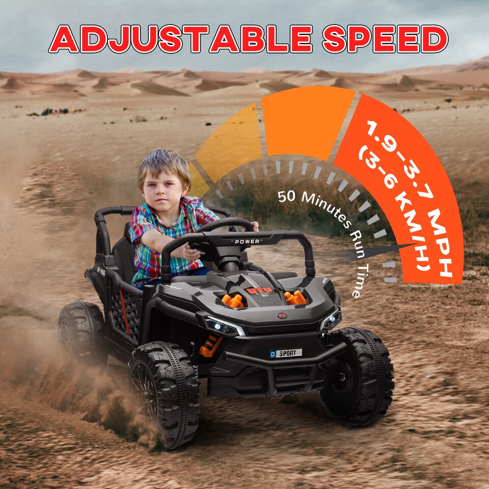 image 1 of AIYAPLAY Kids Ride on Car, 12V Electric Truck w/ Horn, Lights, USB, Black