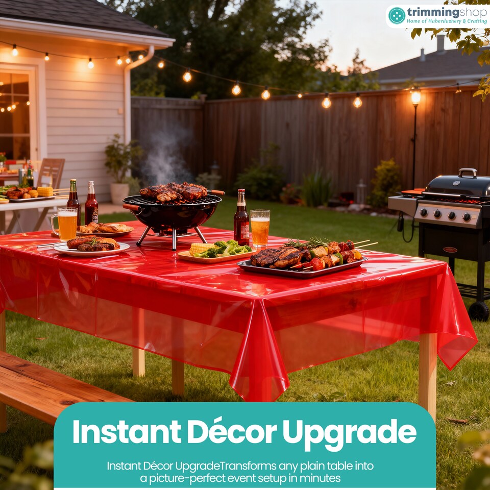 image 1 of Disposable Plastic Table Cover, Table Liner - 54" x 108"