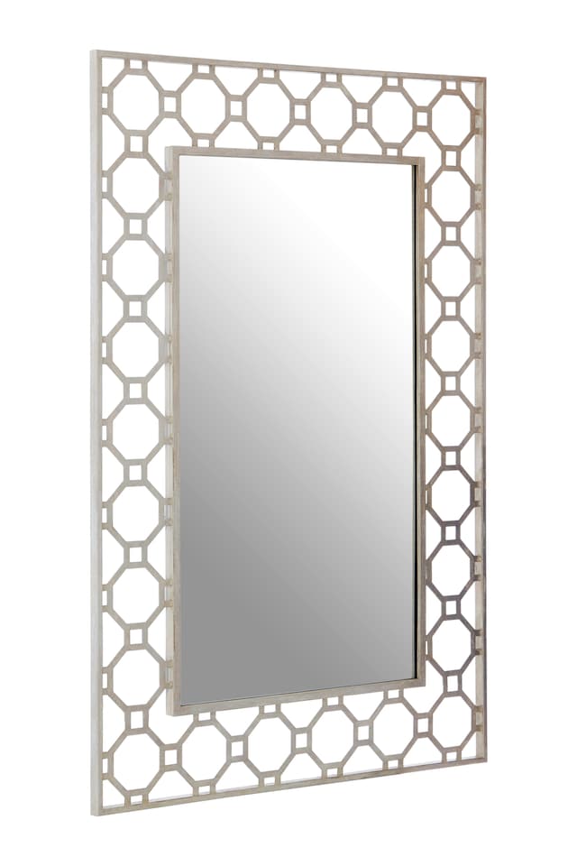 image 1 of Orsina Contemporary Design Arabesque Wall Mirror, Reflective Rectangular Frame New Mirrors, Metallic Accent Mirror