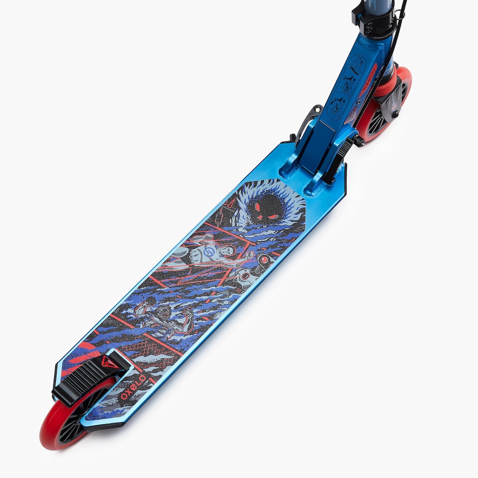 image 1 of Decathlon Kids' Scooter With Handlebar Brake and Suspension Mid 5 - Blue Graphics