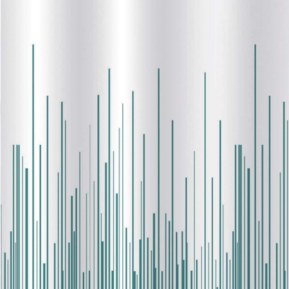 image 1 of Showerdrape City White & Teal Shower Curtain | Blue | Teal | 1