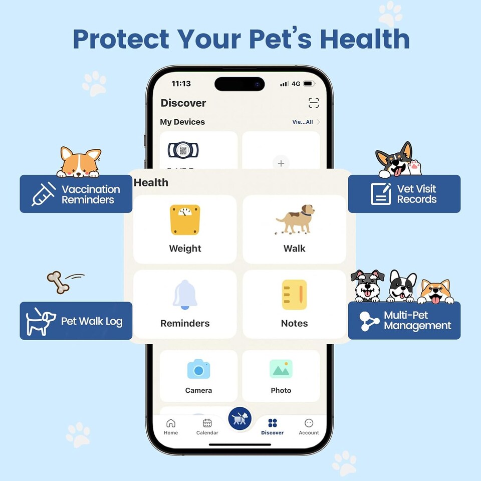 image 1 of AirTag Dog Collar Holder & Free App Pet Tracker Smart QR ID