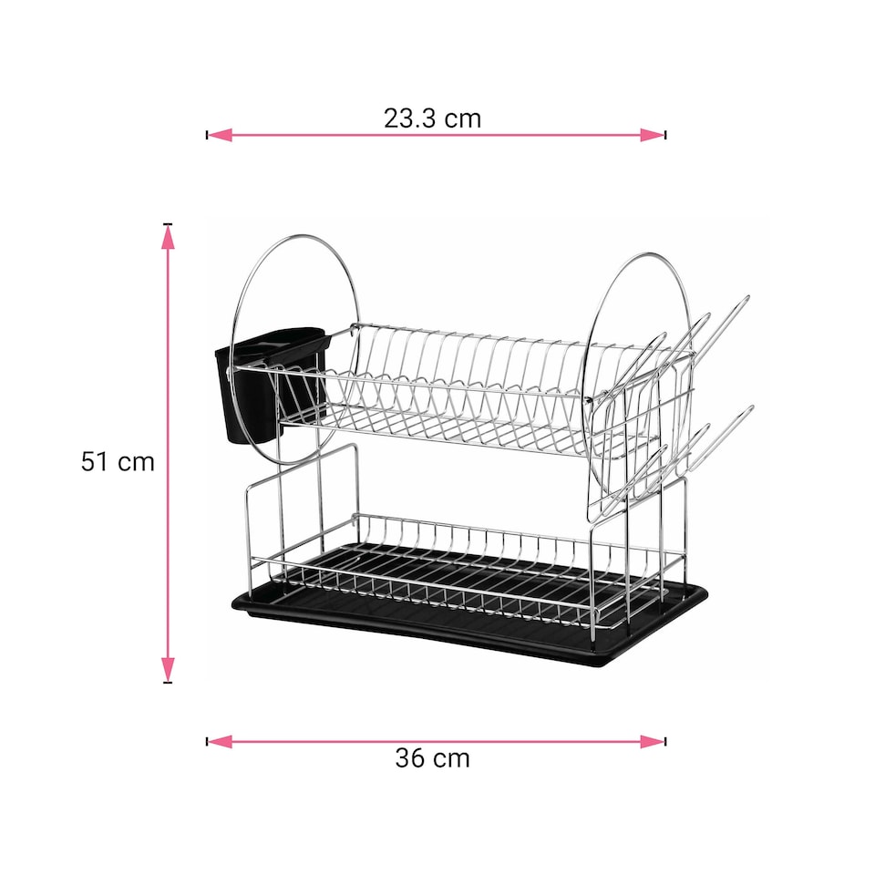 image 1 of DDCAT201PPBK-Casa - Catania 201 Dish Drainer 2 Tier Black | Silver