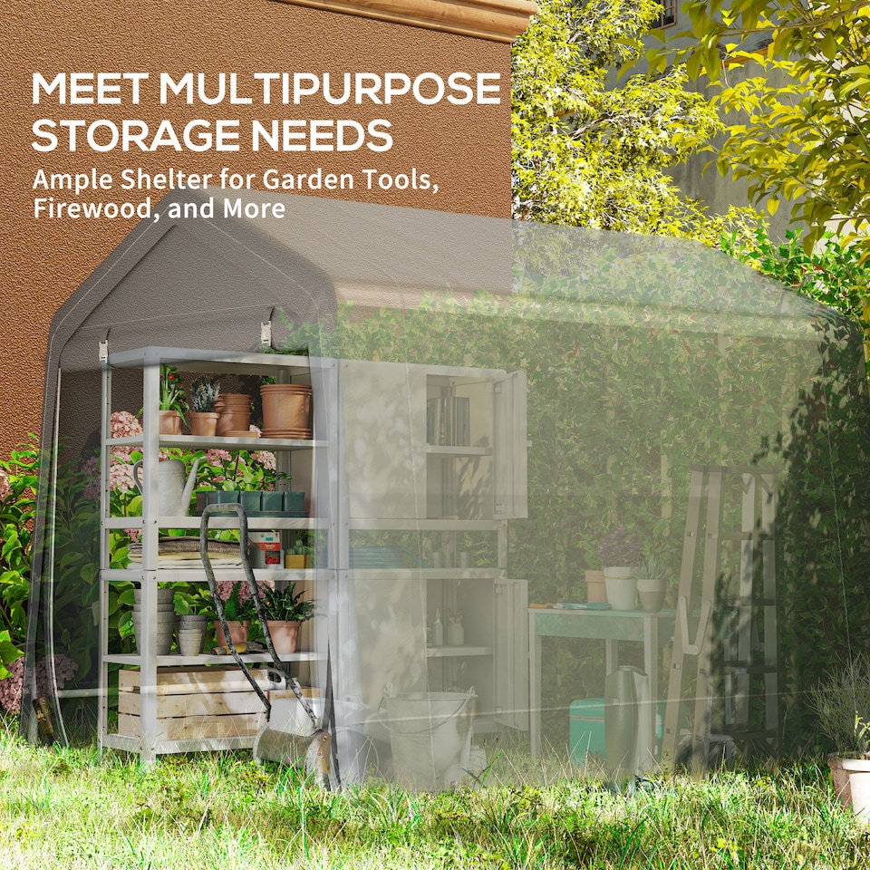 image 1 of Outsunny Outdoor Garden Storage Shed Portable Shed w/ Zipper Doors