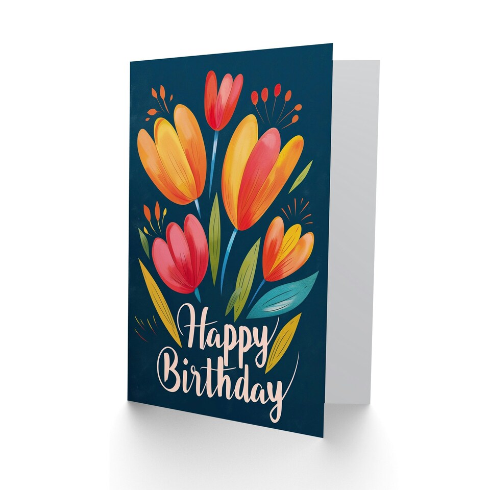 image 1 of Colourful Tulip Flowers Woman Her Birthday Card