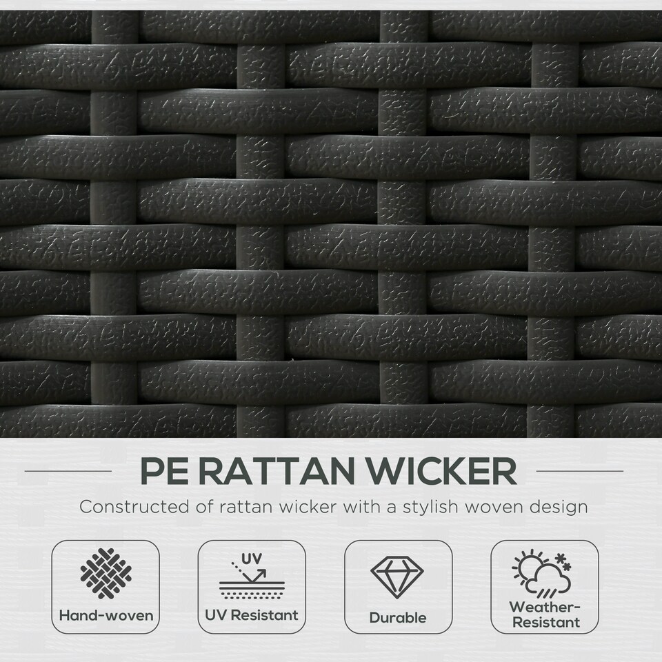 image 1 of Outsunny 5PC PE Rattan Sun Lounger, Outdoor Wicker 5-level Adjustable Recliner Sofa Bed with Storage Side Table and Footstools, for Patio, Garden, Poolside, Black