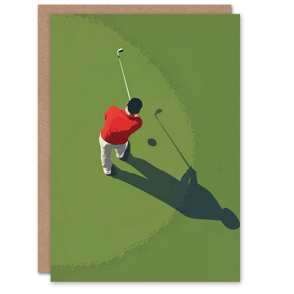 image 1 of Golfer Golf Hole One Golfing Aerial View Him Birthday Card