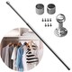 image 1 of House of Home Extendable Wardrobe Pole 85-153CM Adjustable Rail Hanger Steel Heavy Duty Easy Assemble | Chrome