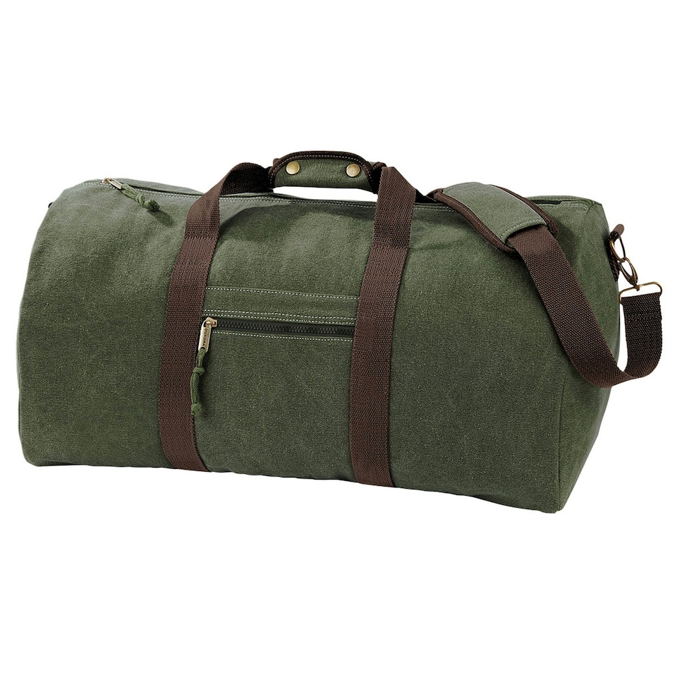 image 1 of Quadra Vintage Canvas Holdall Duffle Bag - 45 Litres - Vintage Military Green - One Size