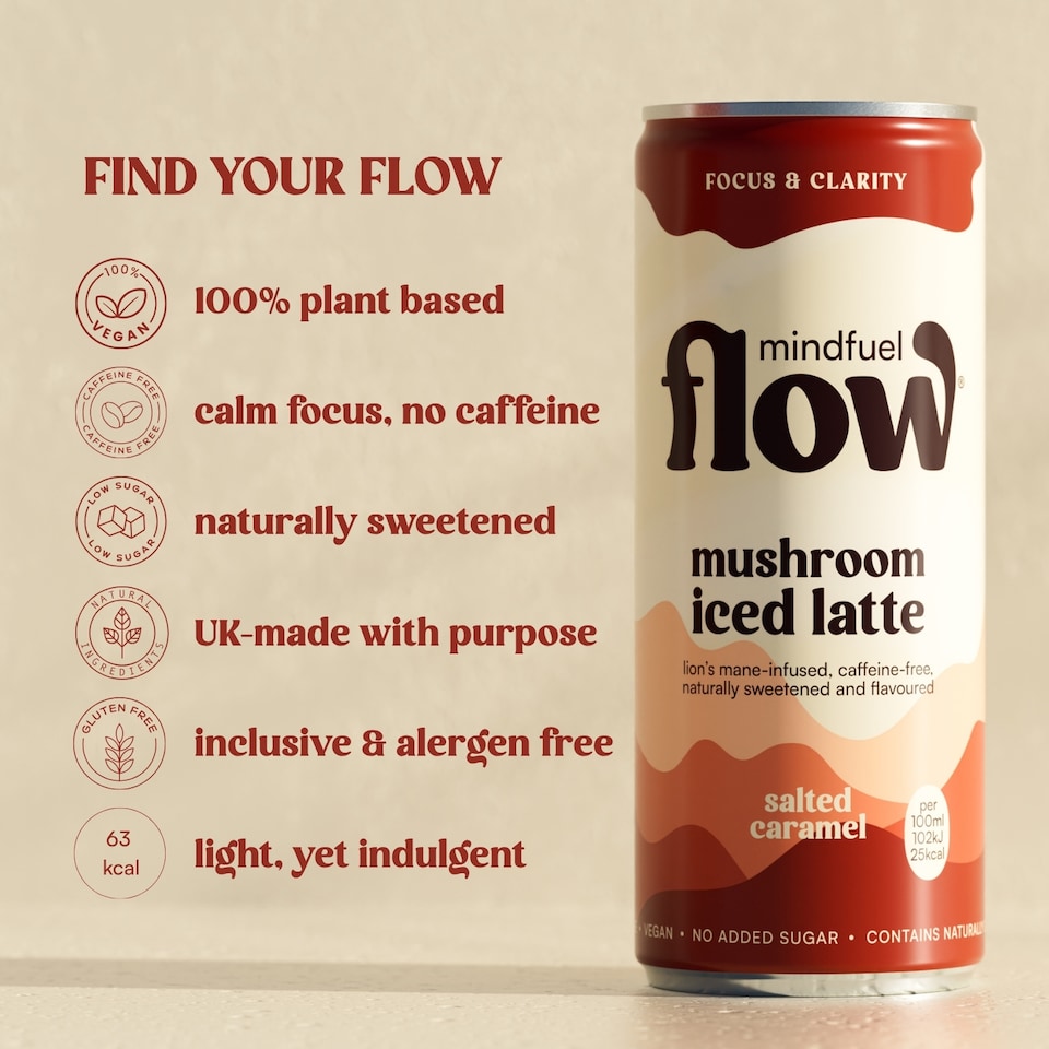 image 1 of Mindfuel Flow Perform - Lion's Mane Oat Latte Salted Caramel 12 x 250ml