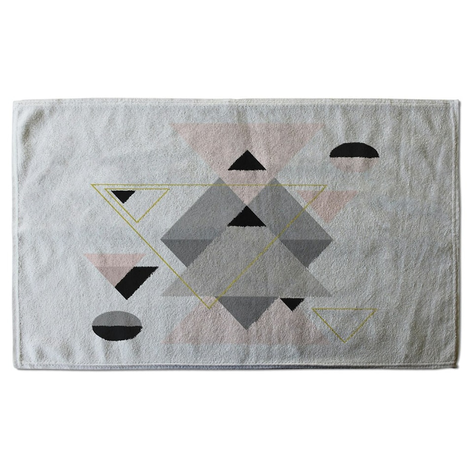 image 1 of Pink & Grey Geometric Triangles (Kitchen Towel)