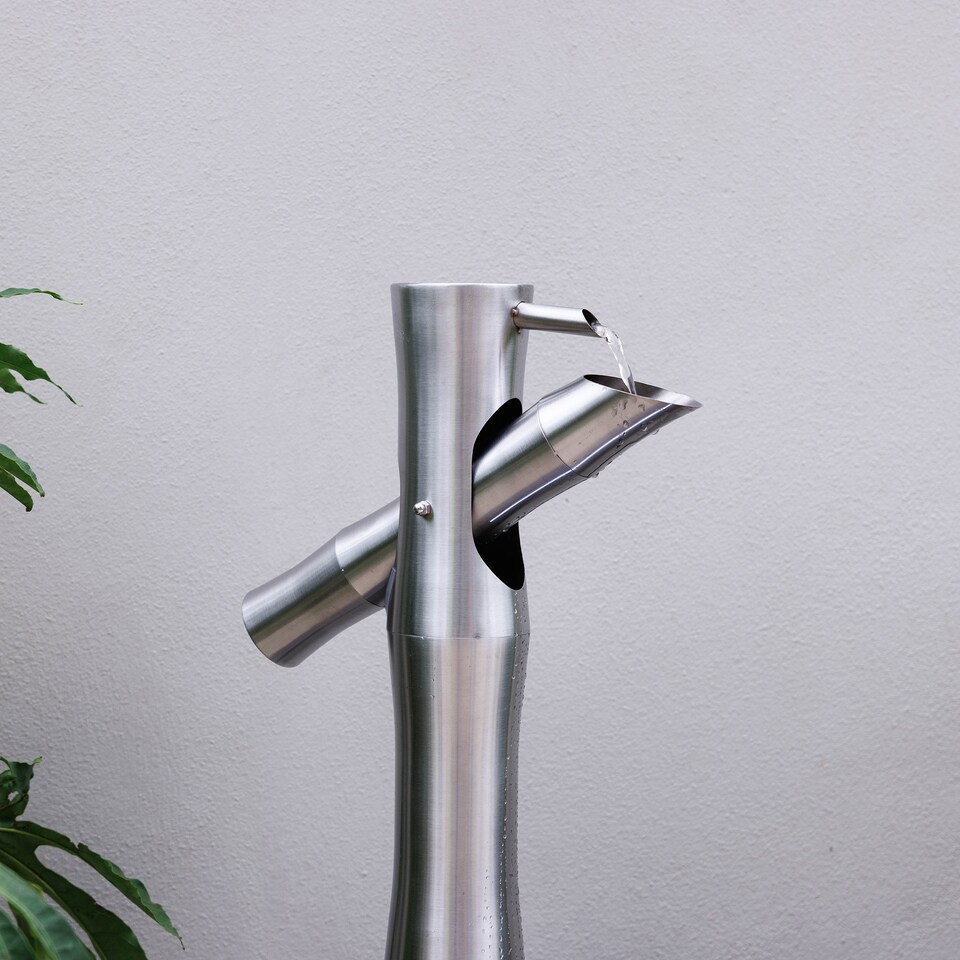 image 1 of Primrose Oriental Style Bamboo Cane Sozu Metal Outdoor Water Feature 94cm