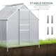 image 5 of Outsunny Polycarbonate Walk-in Garden Greenhouse w/ Sliding Door Silver Tone