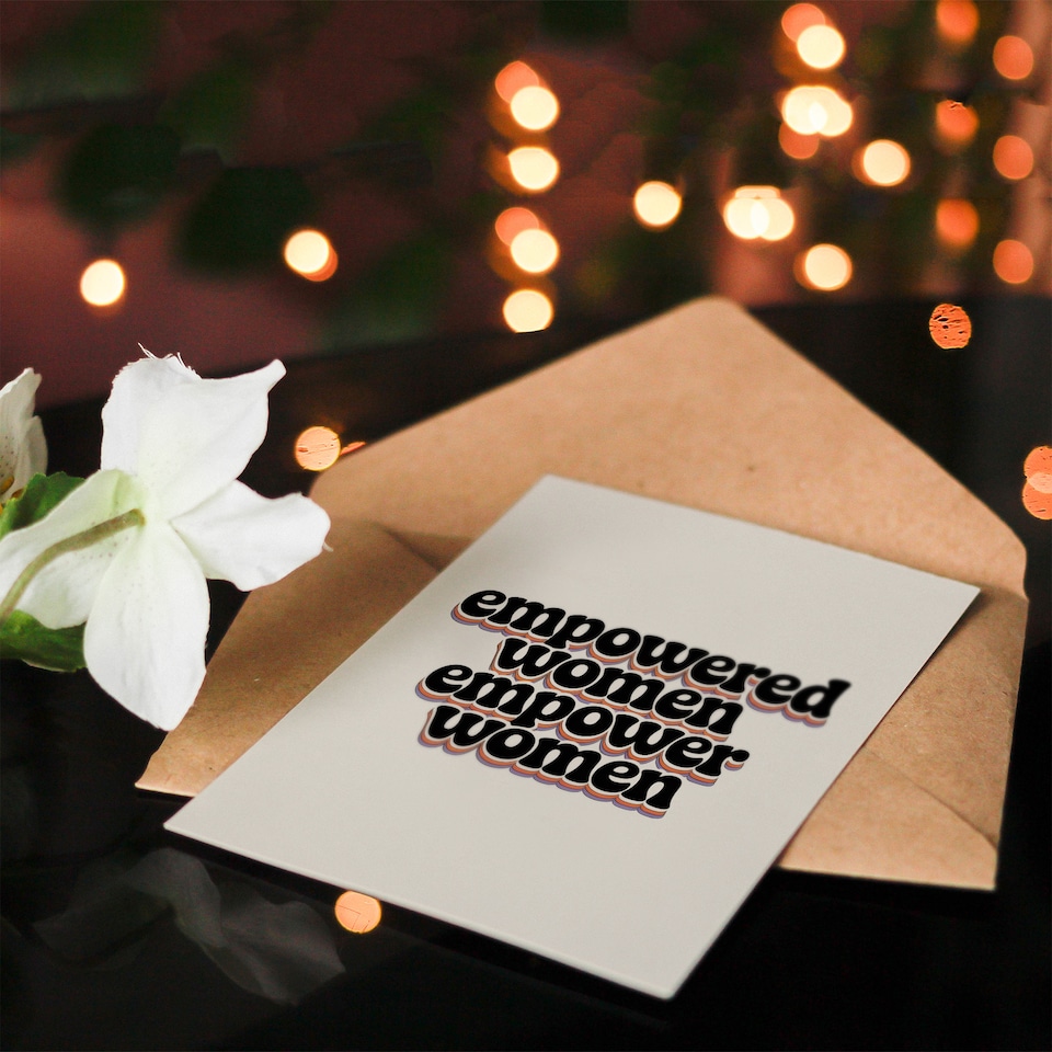 image 1 of Empowered Women Empower Bold Retro Typography Friendship Day Greeting Card