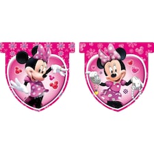 Disney Plastic Minnie Mouse Flag Banner - Pink/Black/White - One Size