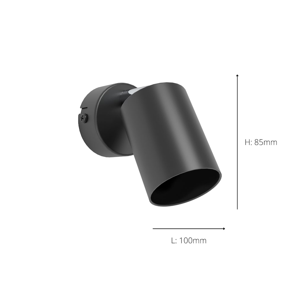 image 1 of EGLO Basic Reciso-E Black Steel Single Wall Spotlight