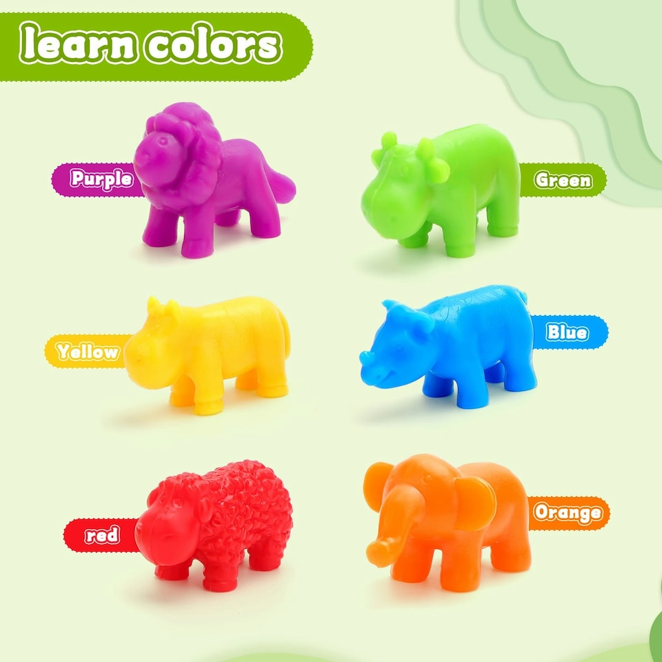 image 1 of Animal Counting Clip Game Colour Sorting Toys Bowl and Tweezers Montessori Toy