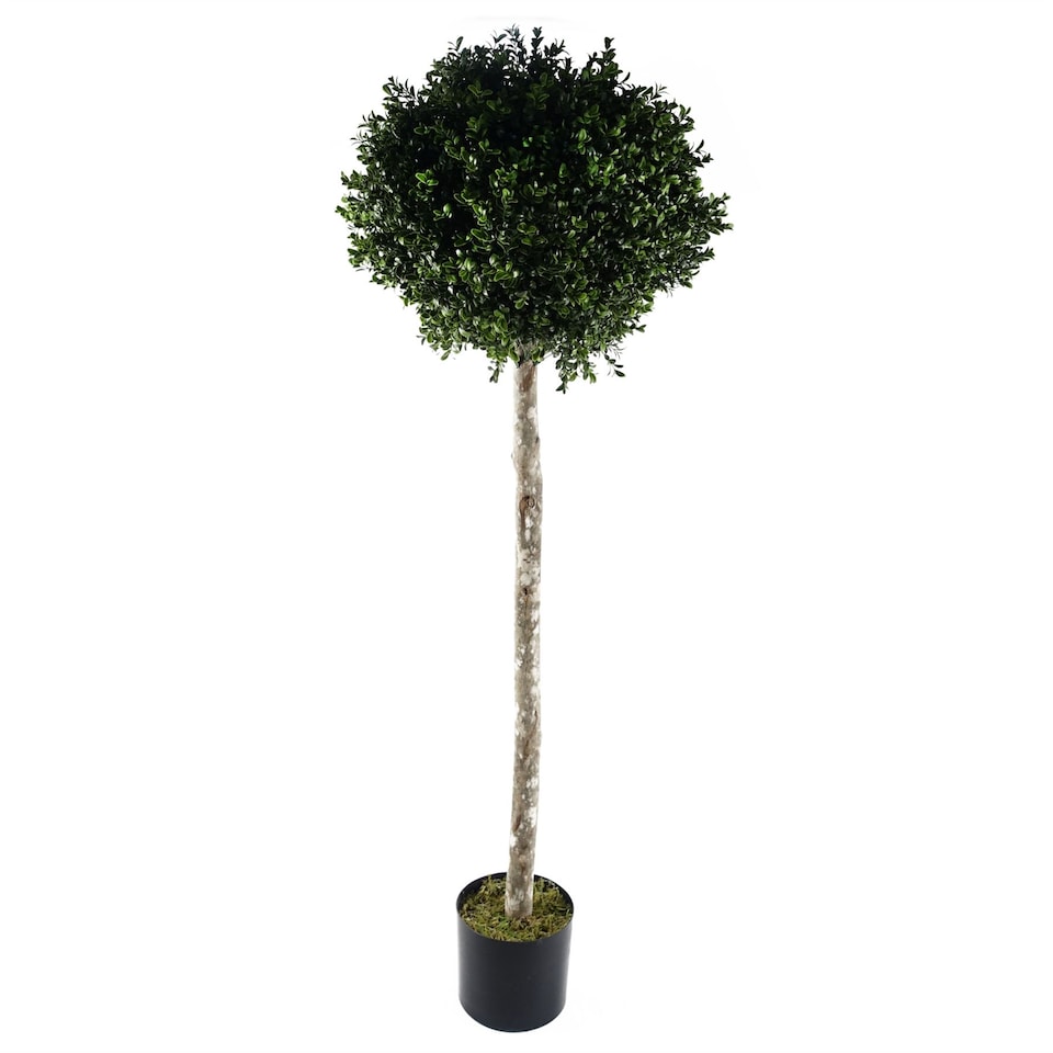 image 1 of 140cm Buxus Ball Artificial Tree UV Resistant Outdoor Topiary | Green | 4ft