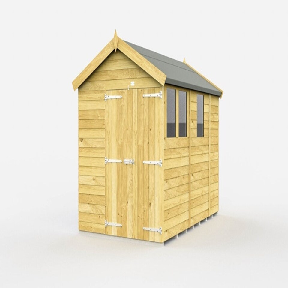image 1 of 6 x 9 Feet Apex Shed - Double Door With Windows - Wood - L272 x W175 x H217 cm Brown