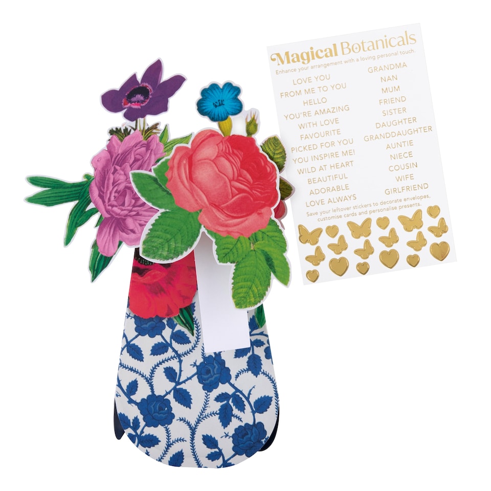 image 1 of Hallmark Magical Botanicals Paper Flowers 'Wonders' - 3D Pop-Up Patterned Vase