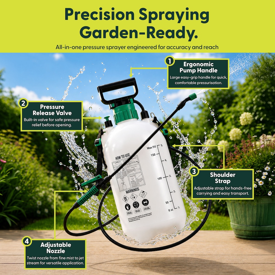 image 1 of Keplin Pump Action Garden Pressure Sprayer with Long Lance Spray and Mist Nozzle