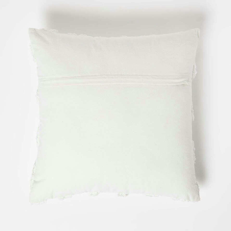 image 1 of Homescapes Geometric Diamond White Tufted Cotton Cushion - 45 x 45 cm | White | 1
