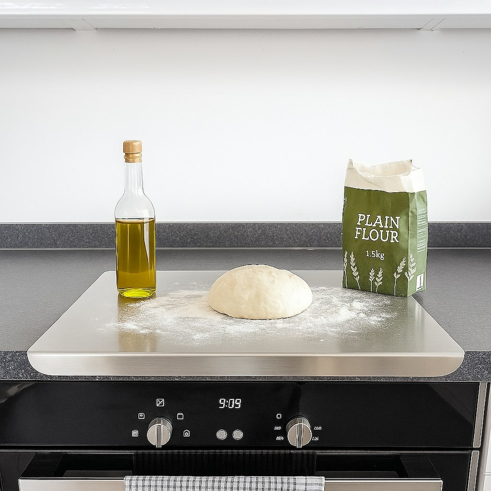 image 1 of Argon Tableware Counter Edge Chopping Board - 40 x 30cm - Stainless Steel Non-Slip Kitchen Worktop Saver Food Cutting Protector | Silver | Silver | 1