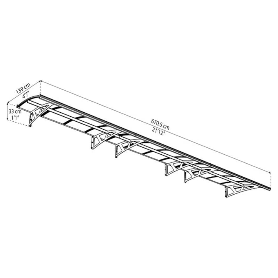 image 1 of Patio Cover Amsterdam Door Awning Canopy 6690 Clear - Acrylic - L670.5 x W139 x H33 cm - Grey Grey