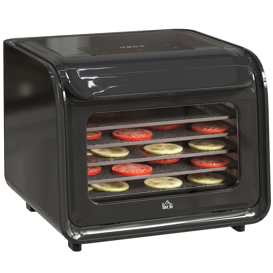 image 1 of HOMCOM Digital Food Dehydrator with 6 Stainless Steel Tray, 350W Food Dryer Machine with LED Touch Panel, Adjustable Temperature, 48H Timer for Drying Fruit, Meat, Vegetable, Jerky, Pet Treat, Black