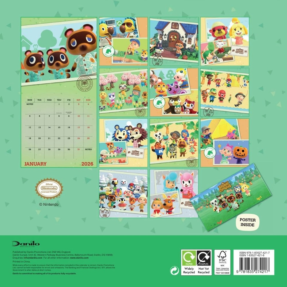 image 1 of ANIMAL CROSSING 2026 SQUARE CALENDAR
