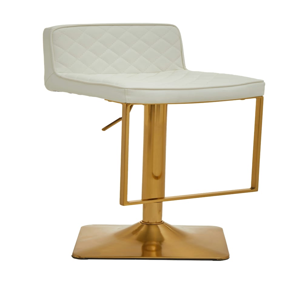 image 1 of Interiors by Premier Baina White And Gold Bar Stool With Square Base