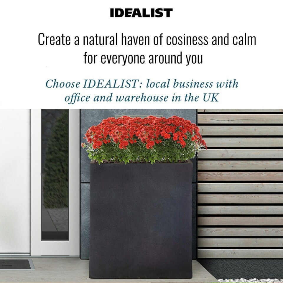 image 1 of Narrow Faux Lead Light Concrete Trough Garden Planter H72 L60.5 W22.5 cm, 98 ltrs Cap.