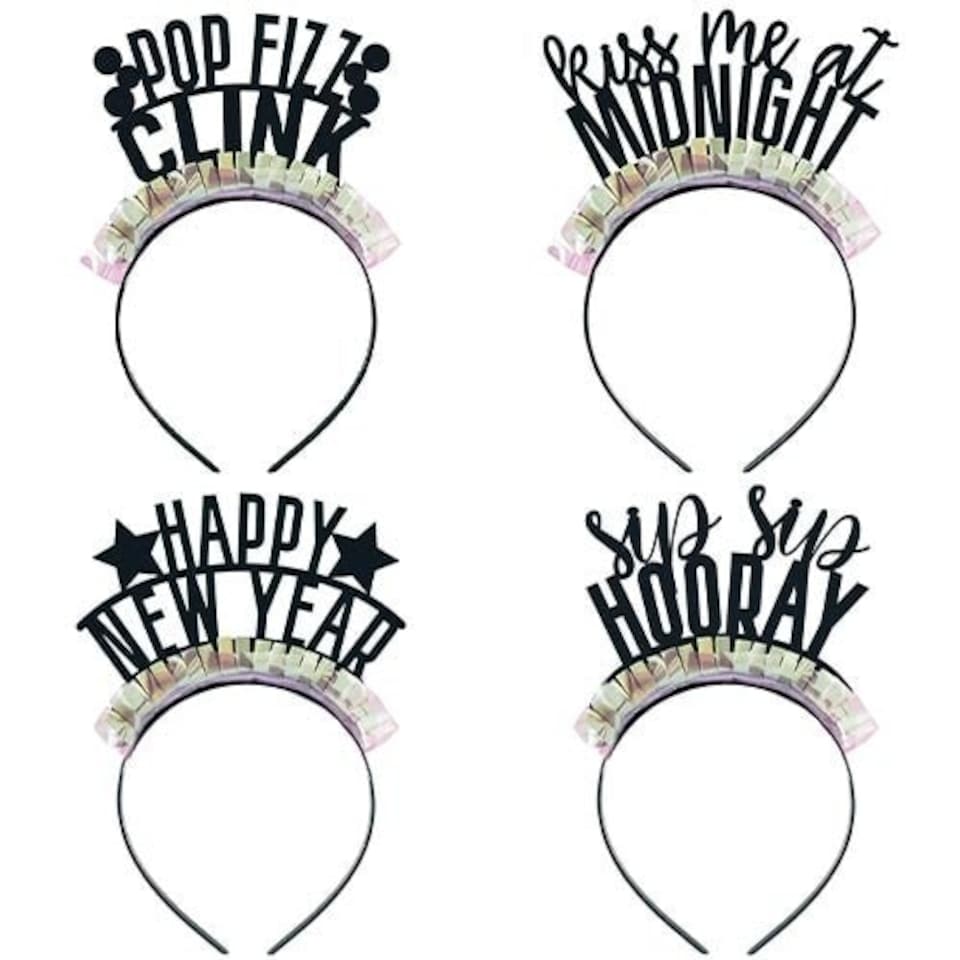 image 1 of Assorted Iridescent Fringe New Year Fancy Dress Headbands - Pack of 4