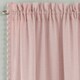 image 2 of Pair of Tahiti Blush Pom Pom Trim Voile Panels 137 cm (54 inch) Rod Pocket Linen Look Panels for Bedroom and Living Room