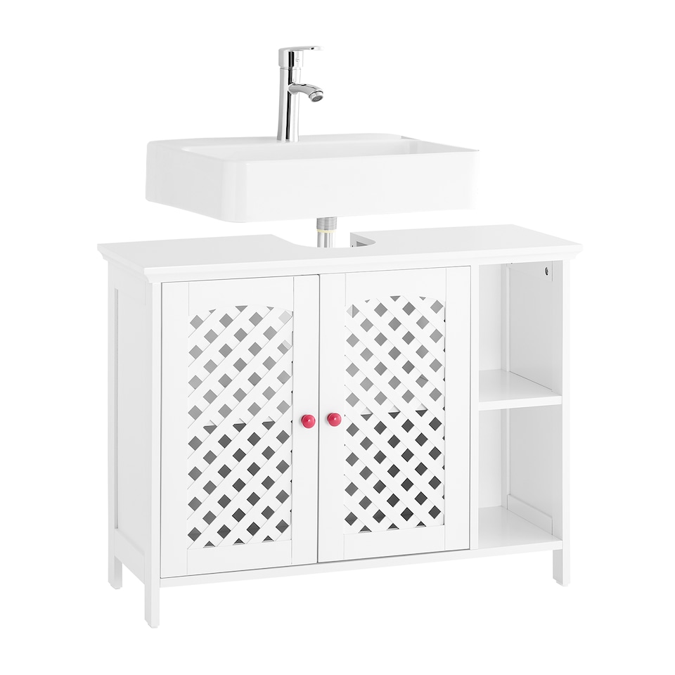 image 1 of SoBuy Under Sink Bathroom Cabinet with 2 Doors & Open Shelf, White, 31.4x12.4x23.8 in, 13.4 kg - BZR210-W