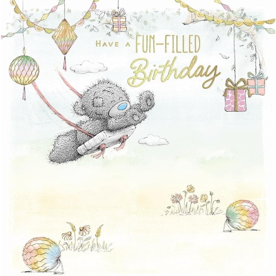 image 1 of Bear On Swing Birthday Card
