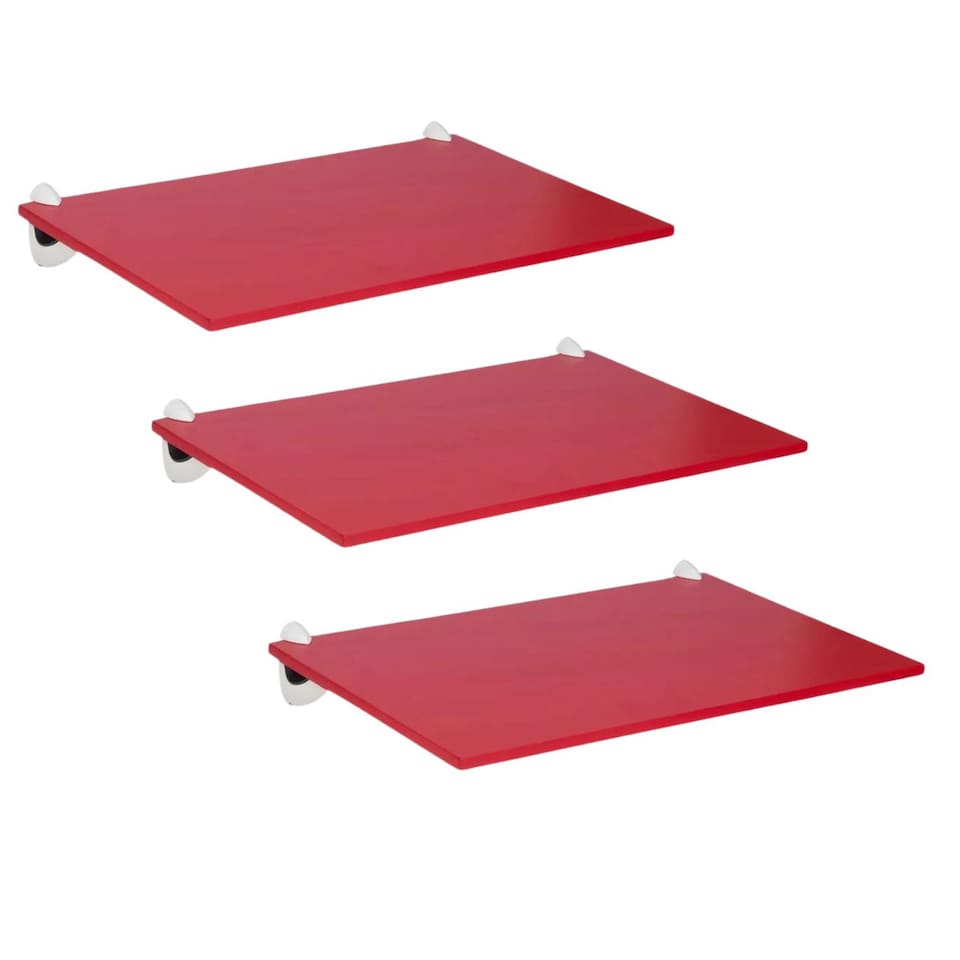 image 1 of Modern SlimLine Floating Shelves with Screws & Shelf Clip | Red | Red & Set of 3 | 3