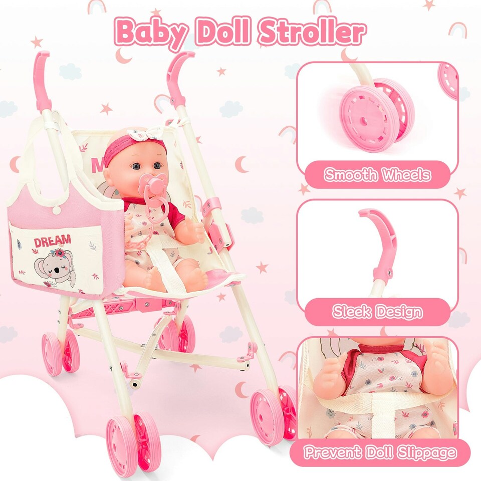 image 1 of Complete Baby Doll Accessories Nursery Set Pretend Role Play Cot Set for Kids Doll Crib High Chair Prentend PlayBrand