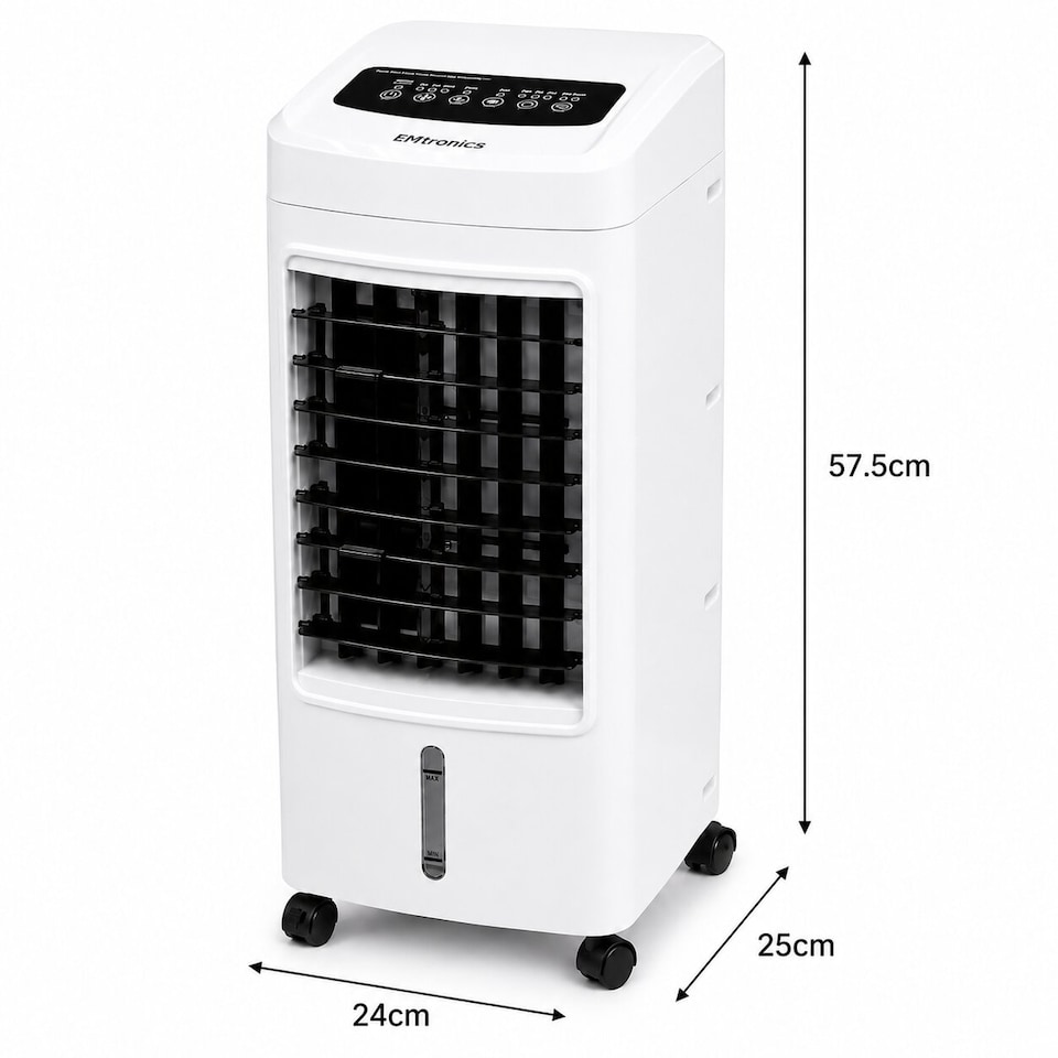 image 1 of EMtronics Portable Fan Evaporative Air Cooler Conditioner / Humidifier with Timer and 4 Litre Water Tank