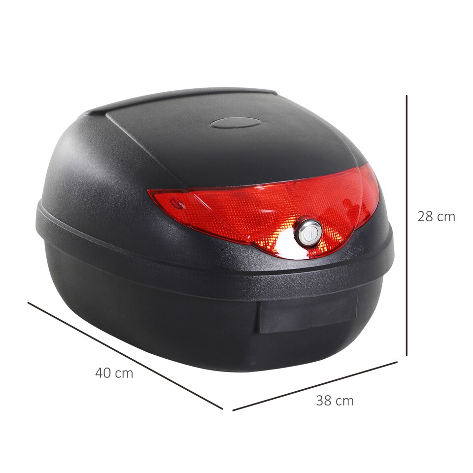 image 1 of HOMCOM 24L Motorcycle Trunk Tail Box Luggage Case with Two Keys and Plate