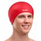 image 2 of Unisex Adult Soft Latex Swimming Cap | Comfortable Elastic Flexible Cap | Red | Red | One Size | 1