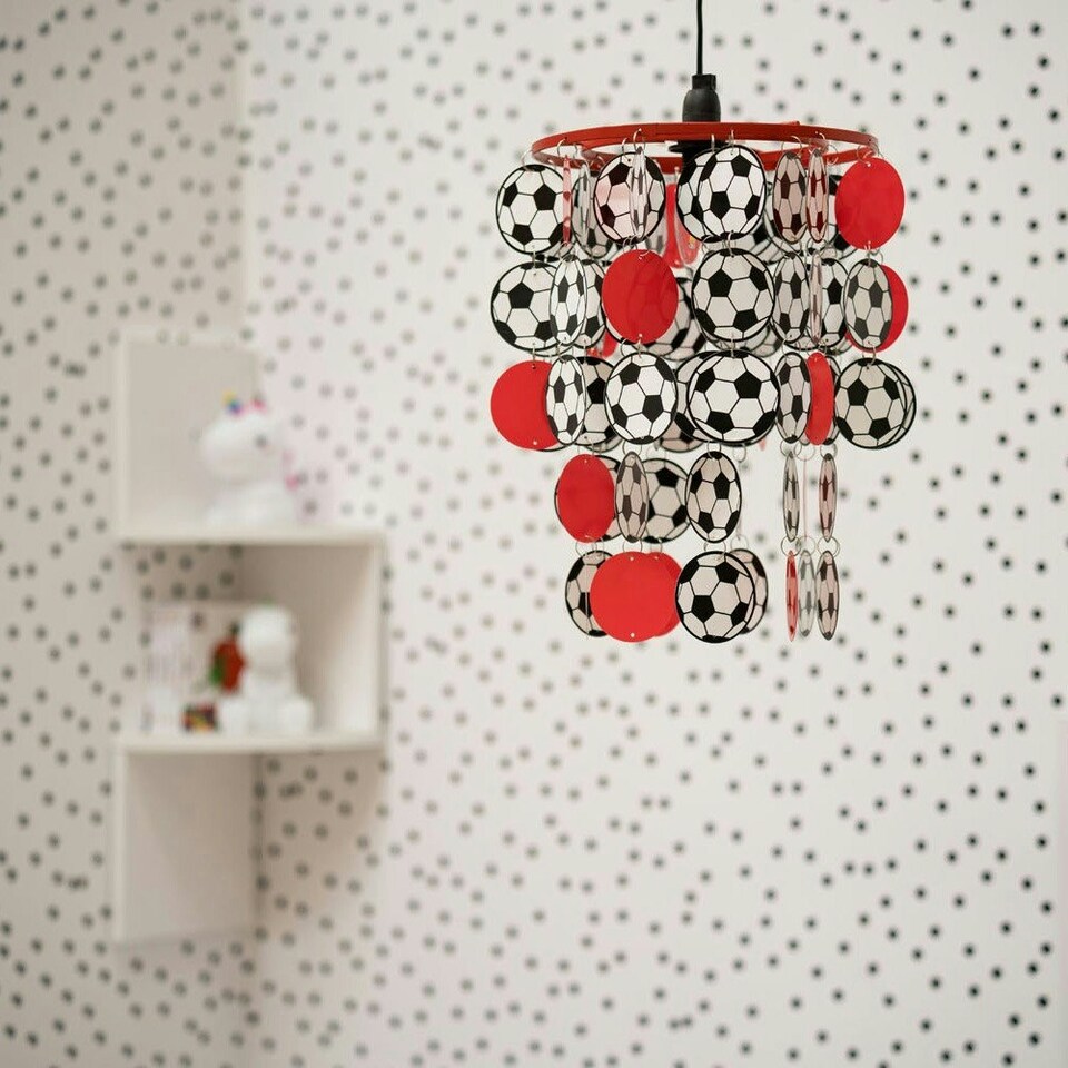 image 1 of ValueLights Children's Red And White Football /Nursery Ceiling Pendant Light Shade