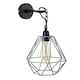 image 2 of ValueLights Huber Black Steampunk Ceiling Light With Grey Wire Pendant Shade