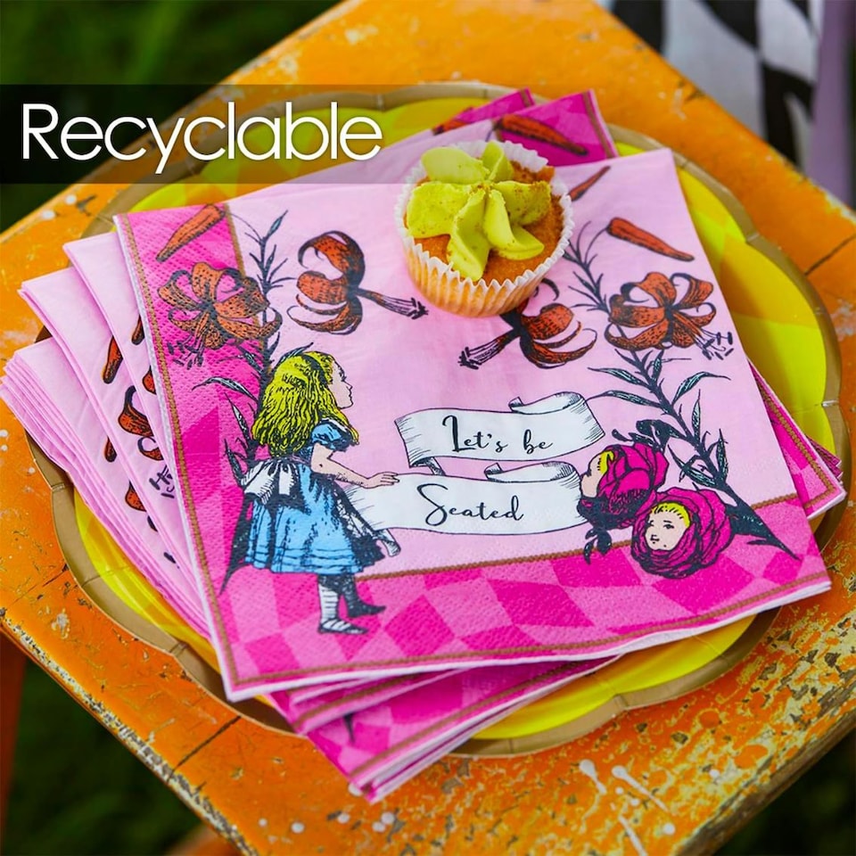 image 1 of Talking Tables Alice Wonderland Party Tableware Pack - Bright - 16 Pack